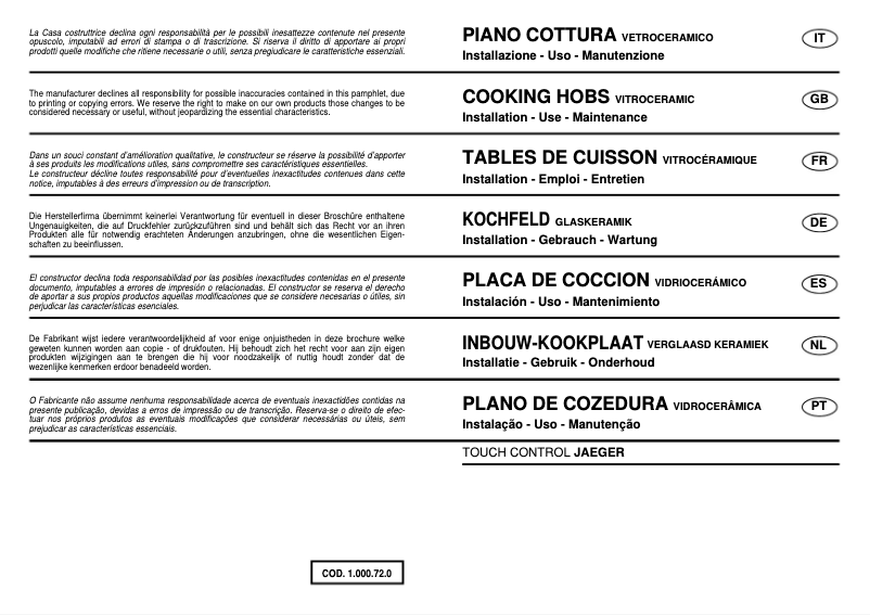 Page 1 de la notice Manuel utilisateur Fagor 2-MF-VGX