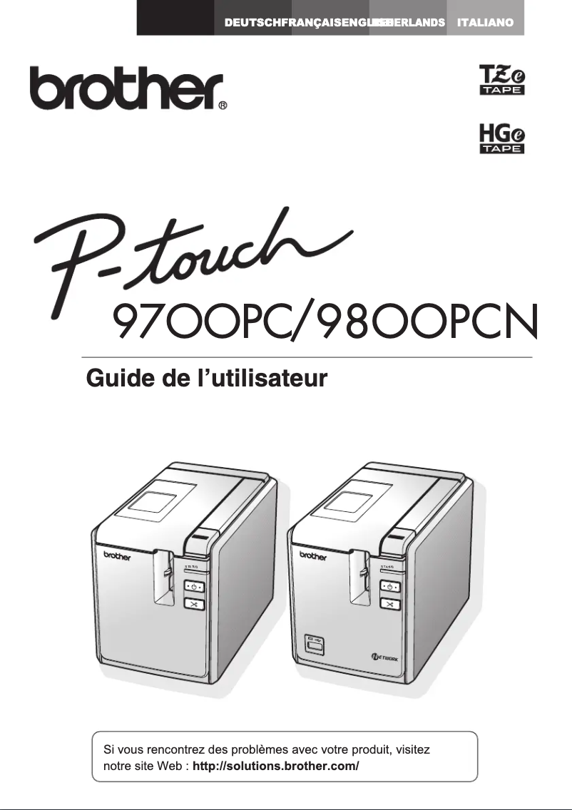 Image de la première page du manuel de l'appareil P-touch PT-9800PCN