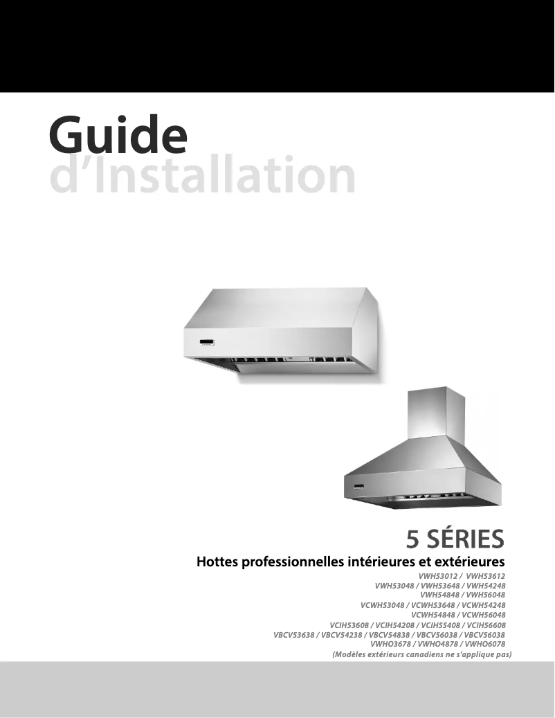Page n°1 - Guide d'installation Viking VCWH56048SS
