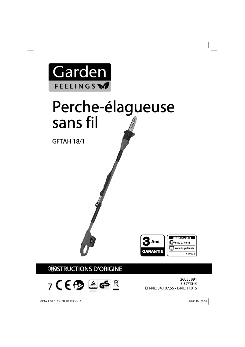 Image de la première page du manuel de l'appareil GFTAH 18/1