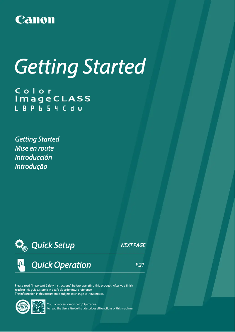 Page 1 de la notice Manuel utilisateur Canon Color imageCLASS LBP654Cdw
