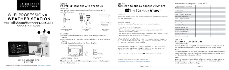 Page n°1 - Guide de démarrage rapide La Crosse Technology V30V2