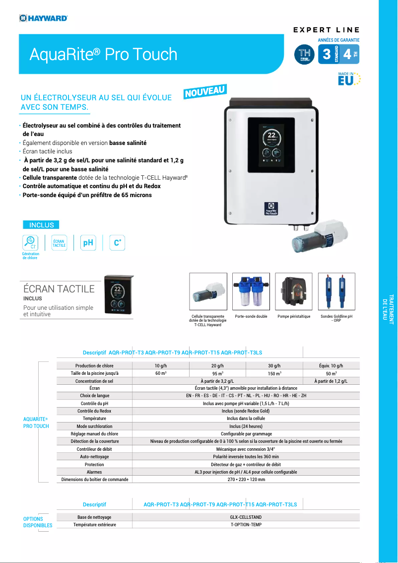 Page n°1 - Fiche technique Hayward AquaRite Pro