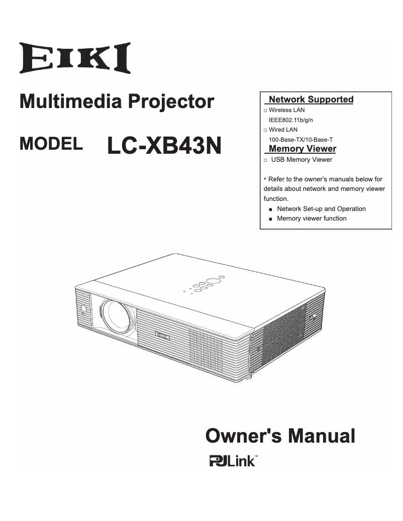 Page 1 de la notice Manuel utilisateur EIKI LC-XB43N