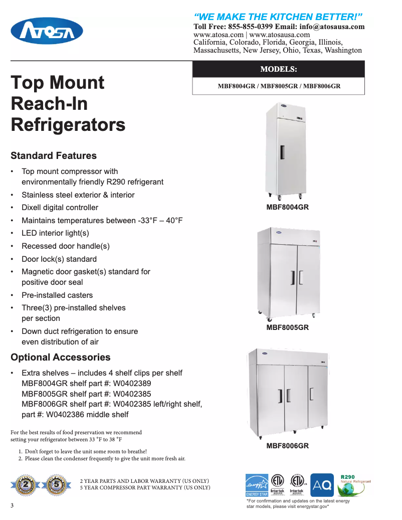 Página 1 del manual Ficha técnica Atosa Commercial MBF8006