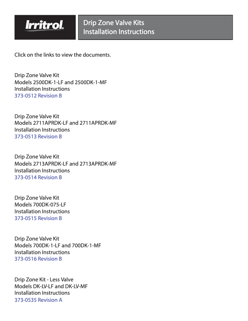 Page 1 de la notice Manuel utilisateur Irritrol 2507DK-LF