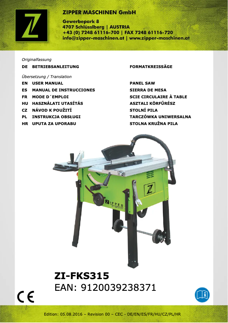 Image de la première page du manuel de l'appareil ZI-FKS315