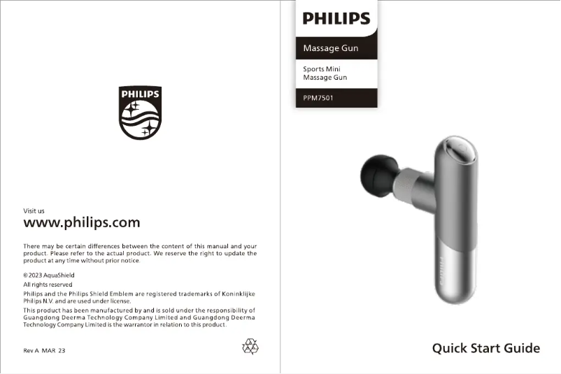 Page n°1 - Guide de démarrage rapide Philips PPM7501