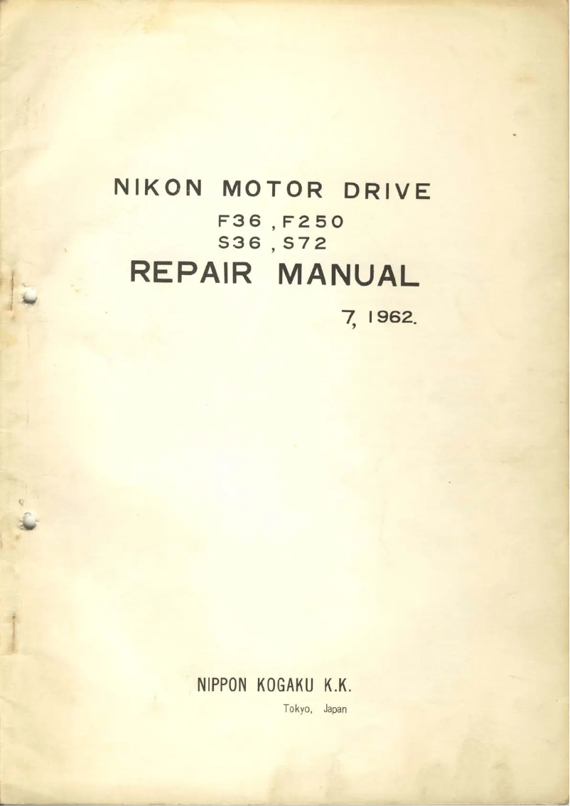 Page n°1 - Manuel utilisateur Nikon Motor Drive F36