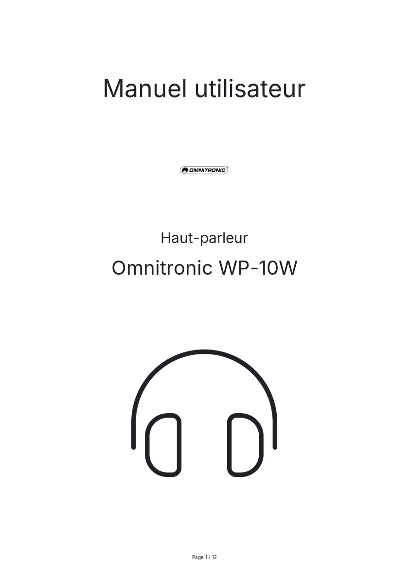 Image de la première page du manuel de l'appareil WP-10W