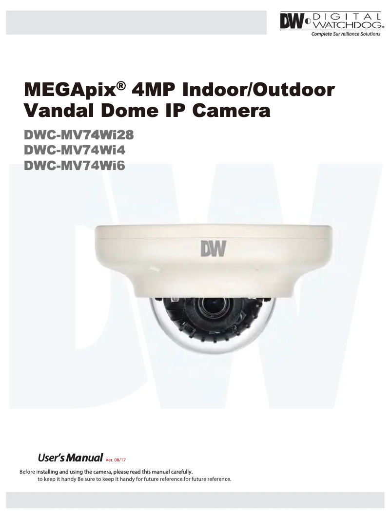 Page n°1 - Manuel utilisateur Digital Watchdog MegaPix DWC-MV74WI4
