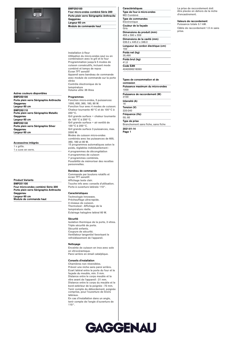 Imagen de la primera página del manual del dispositivo BMP250100