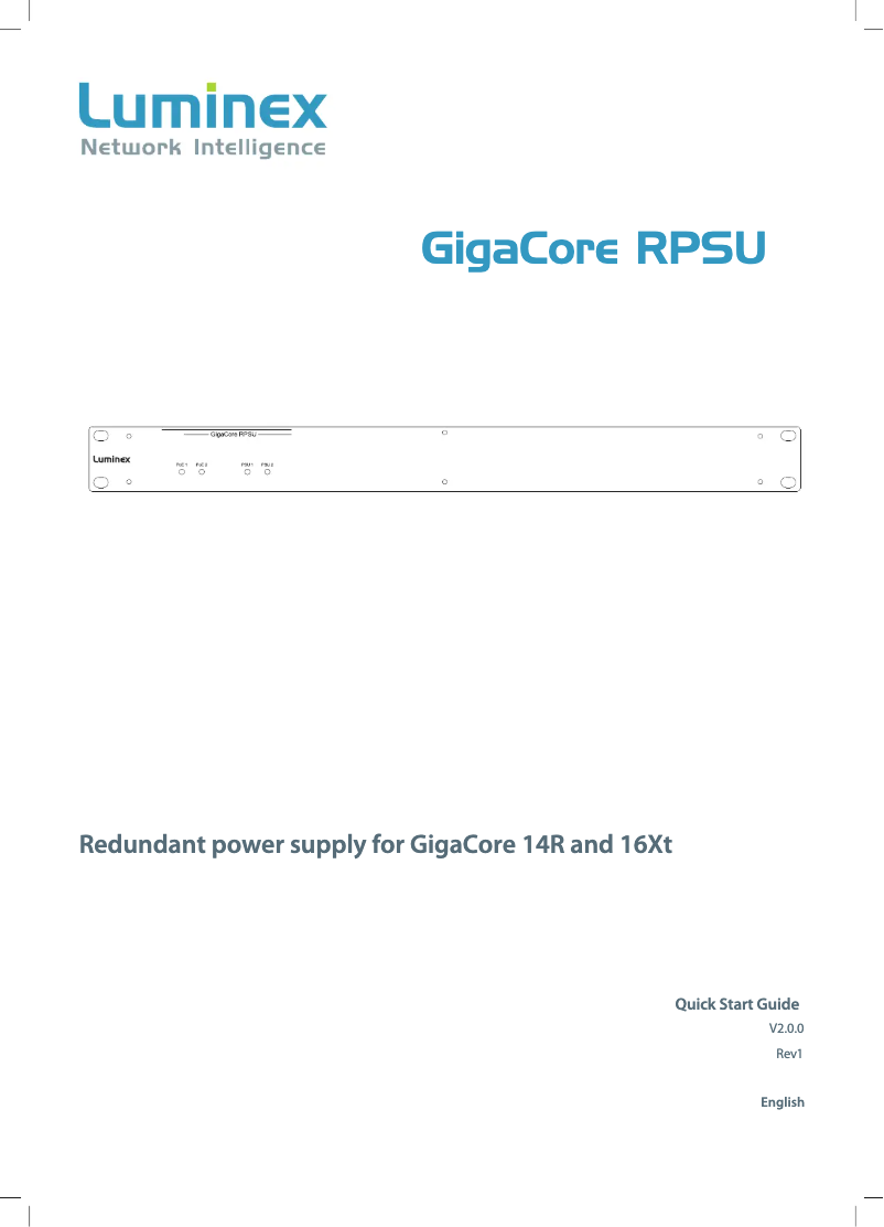 Page 1 de la notice Manuel utilisateur Luminex GigaCore RPSU 400