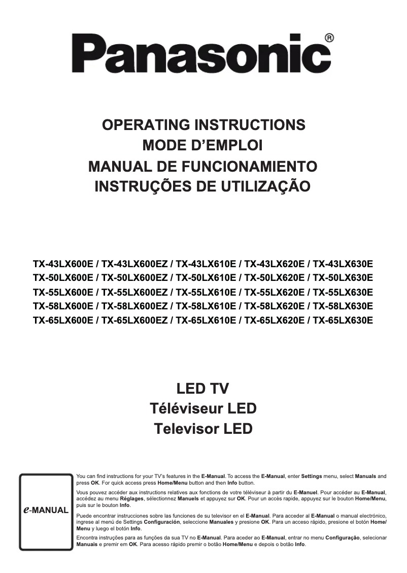 Page 1 de la notice Manuel utilisateur Panasonic TX-65LX620E
