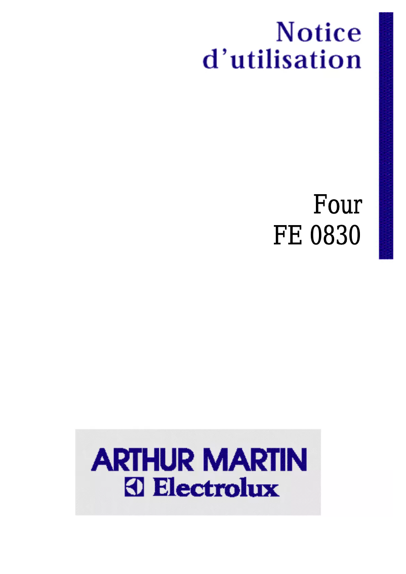 Page n°1 - Manuel utilisateur Arthur Martin-Electrolux FE 0830 W1