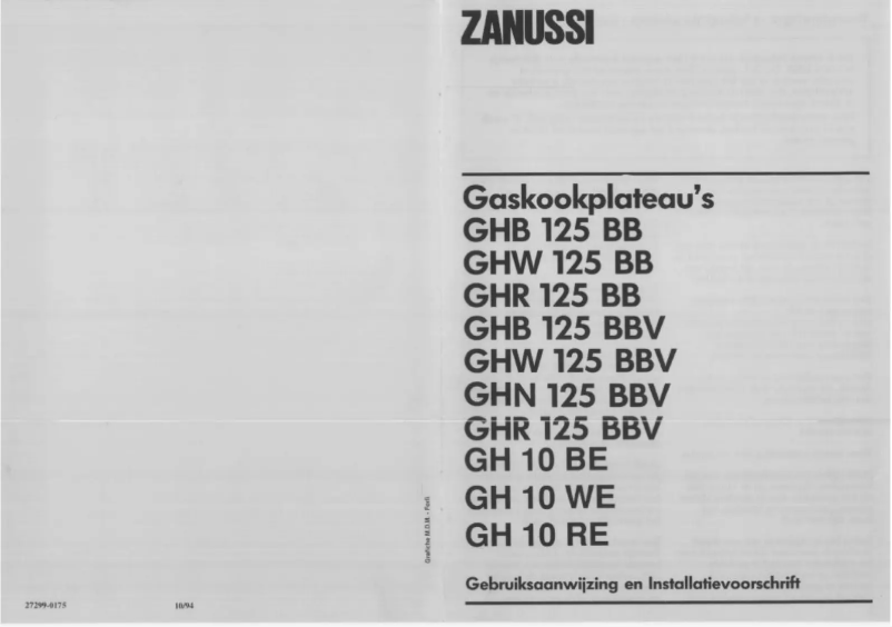 Page 1 de la notice Manuel utilisateur Zanussi GHN125BBV