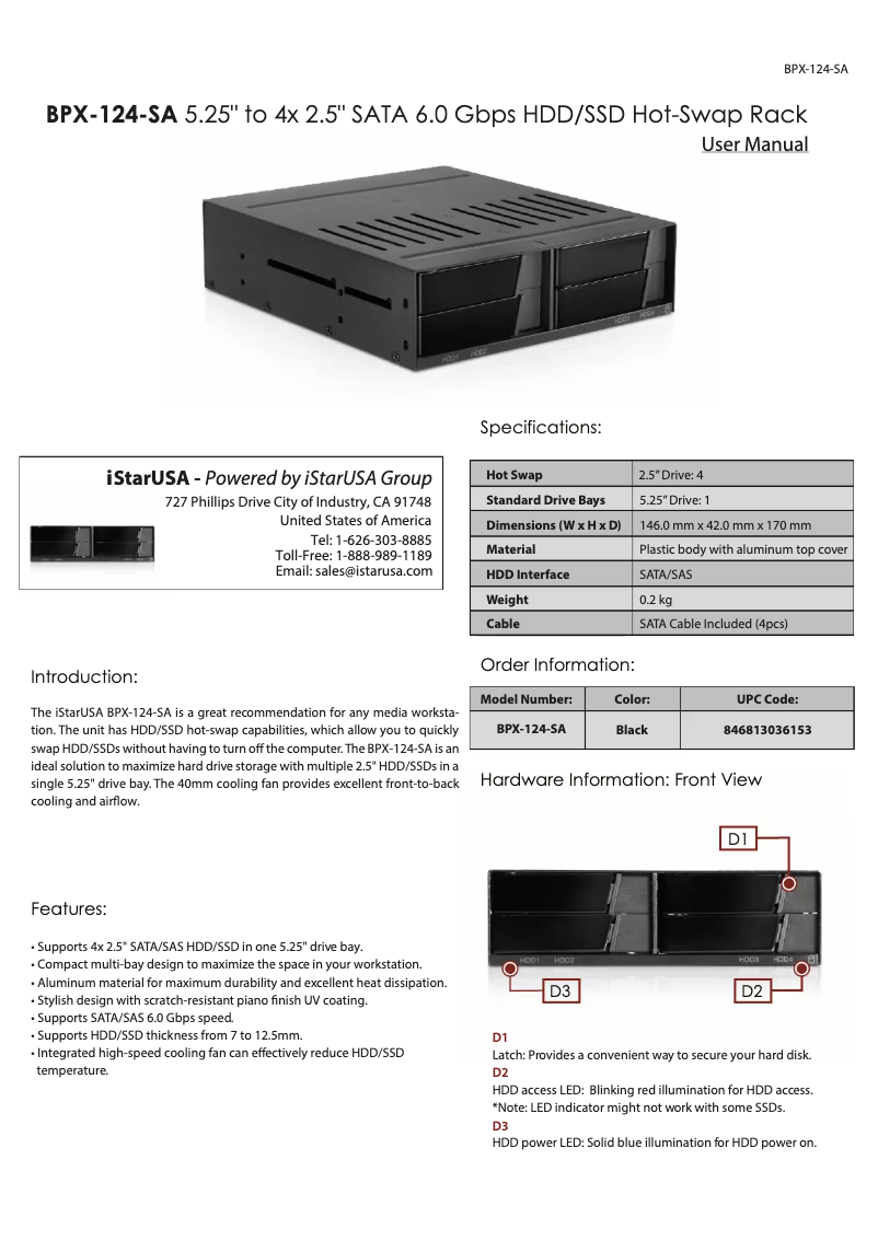 Page n°1 - Manuel utilisateur iStarUSA BPX-124-SA