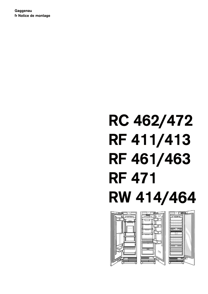 Page 1 de la notice Guide d'installation Gaggenau RF471301