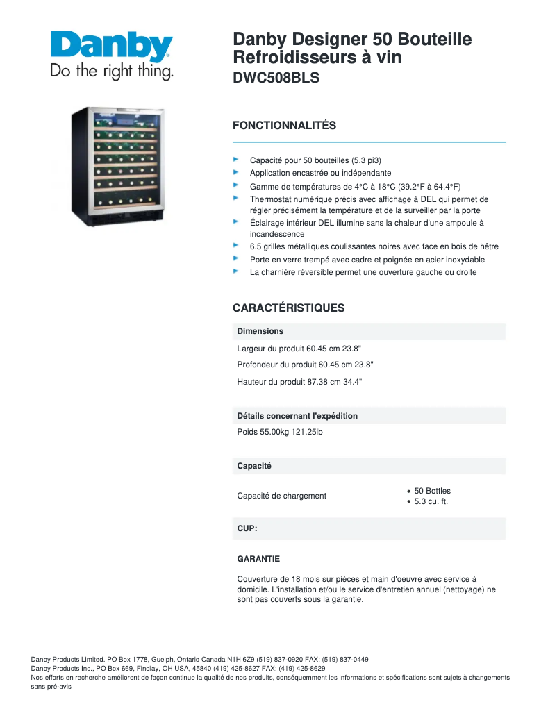Imagen de la primera página del manual del dispositivo DWC508BLS