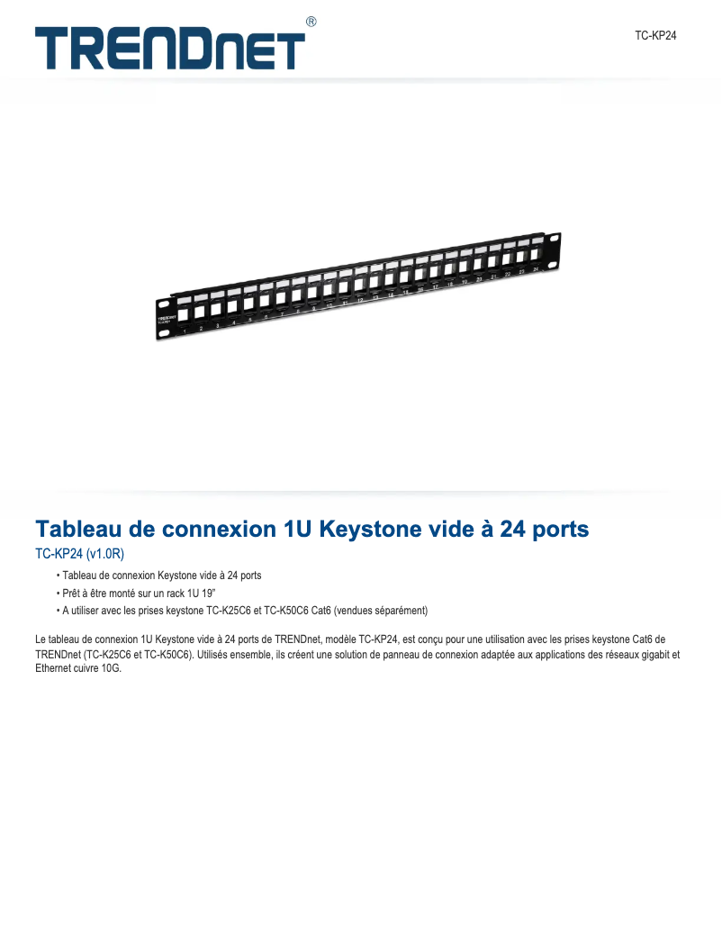 Page 1 de la notice Fiche technique TRENDnet TC-KP24