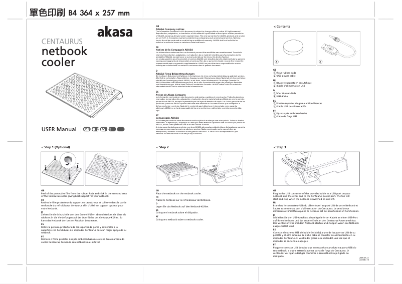Page 1 de la notice Manuel utilisateur Akasa Centaurus AK-NBC-10