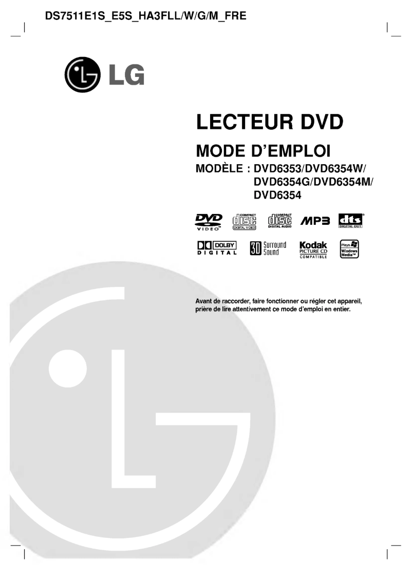 Page n°1 - Manuel utilisateur LG DVD6353