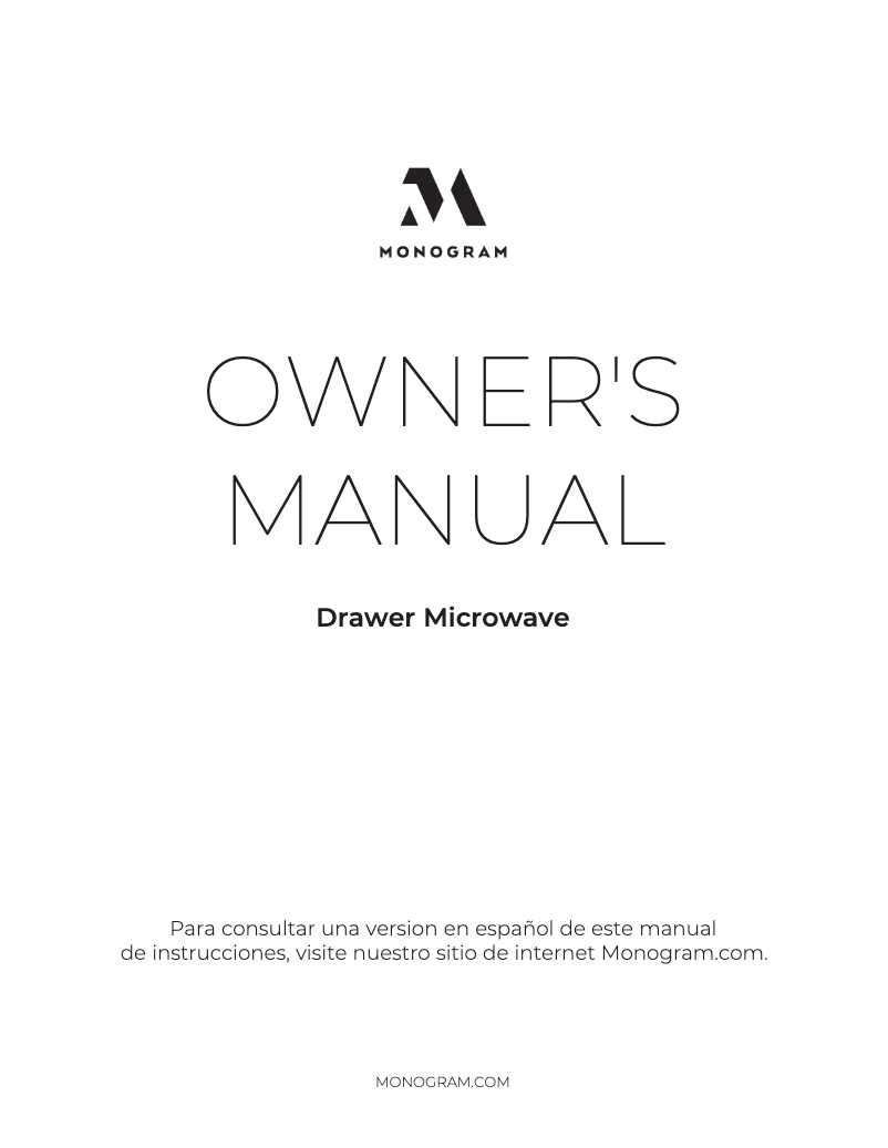 Page n°1 - Manuel d'utilisation et d'entretien Monogram ZWL1126SRSS