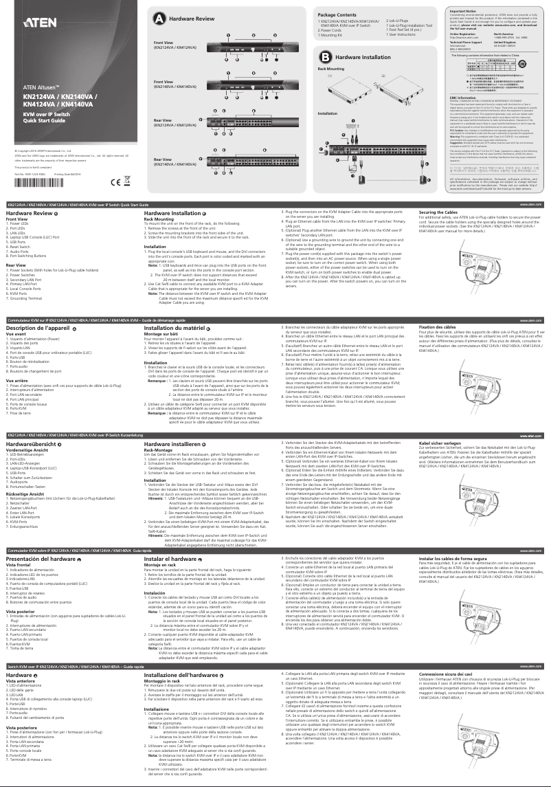 Page 1 de la notice Manuel utilisateur ATen KN4124VA