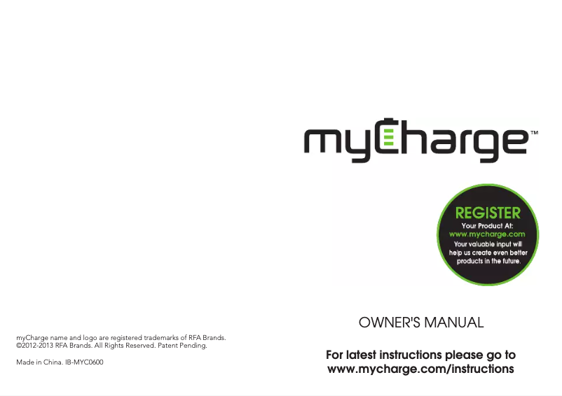 Page 1 de la notice Manuel utilisateur myCharge All Terrain AT30G