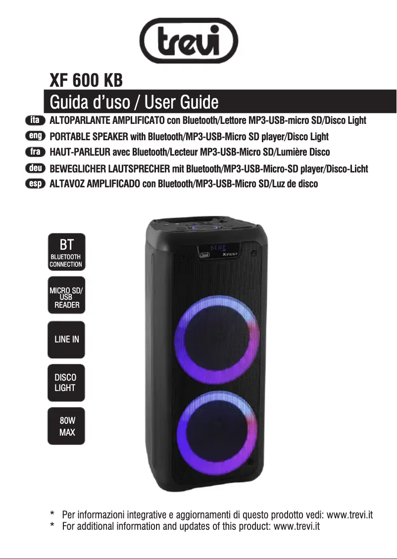 Page 1 de la notice Manuel utilisateur Trevi XF 600 KB