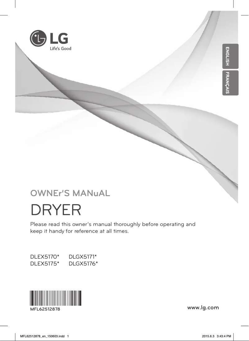Page 1 de la notice Manuel utilisateur LG DLGX5171V