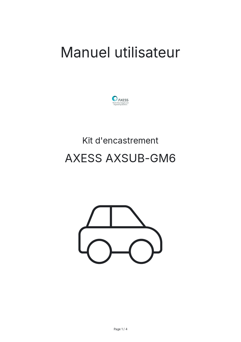 Page n°1 - Manuel utilisateur AXESS AXSUB-GM6