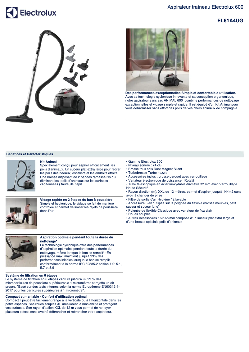 Page 1 de la notice Manuel utilisateur Electrolux EL61A4UG