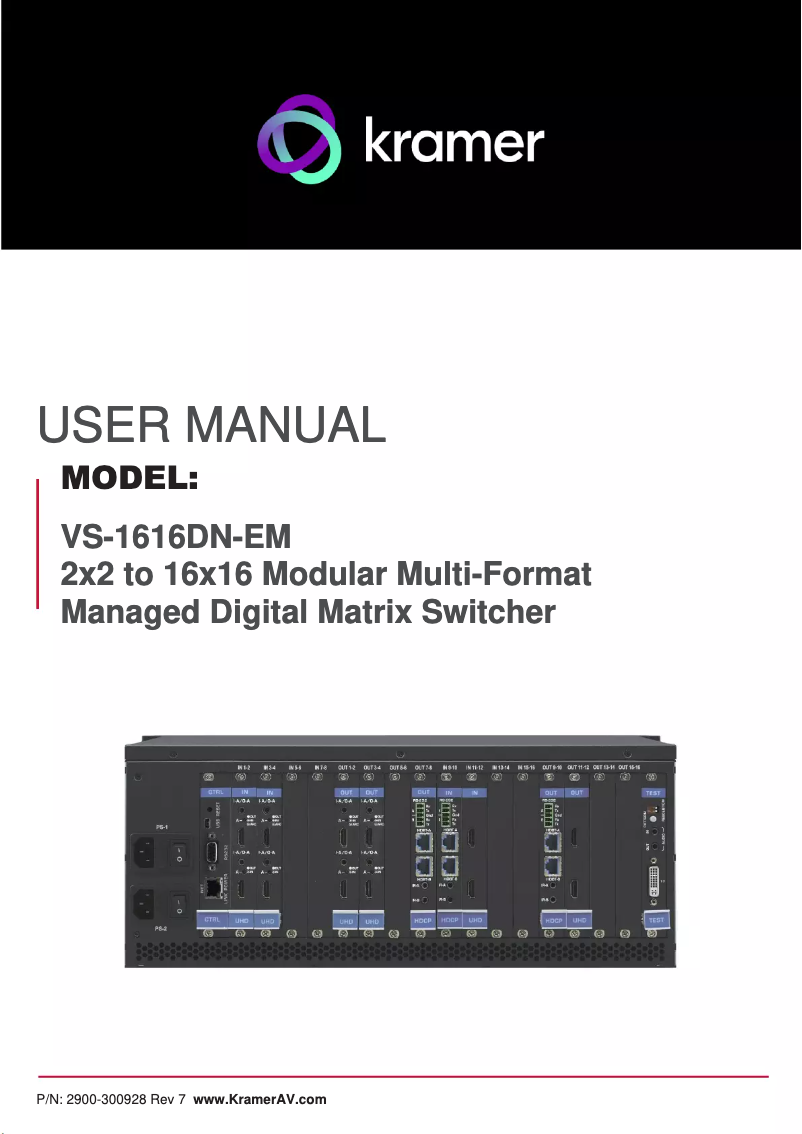 Page n°1 - Manuel utilisateur Kramer VS-1616DN-EM
