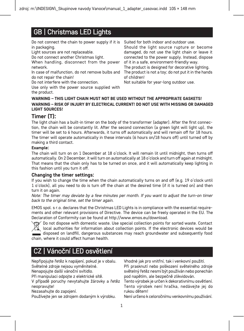 Page 1 de la notice Manuel utilisateur Emos D5AC04