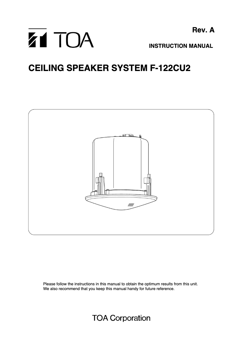 Page n°1 - Manuel utilisateur TOA F-122CU2