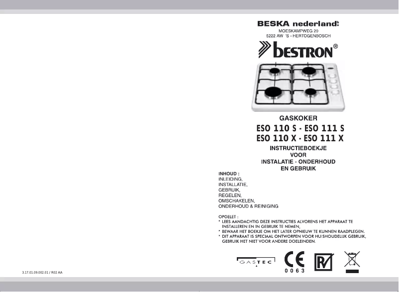 Page n°1 - Manuel utilisateur Bestron ESO 110
