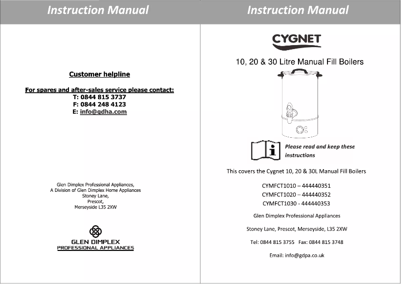 Image de la première page du manuel de l'appareil CYMFCT1010
