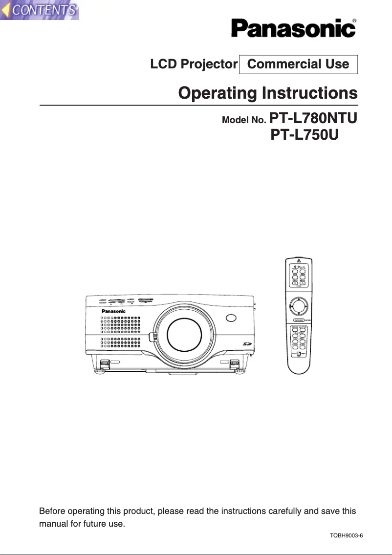 Page 1 de la notice Manuel utilisateur Panasonic PT-L750U