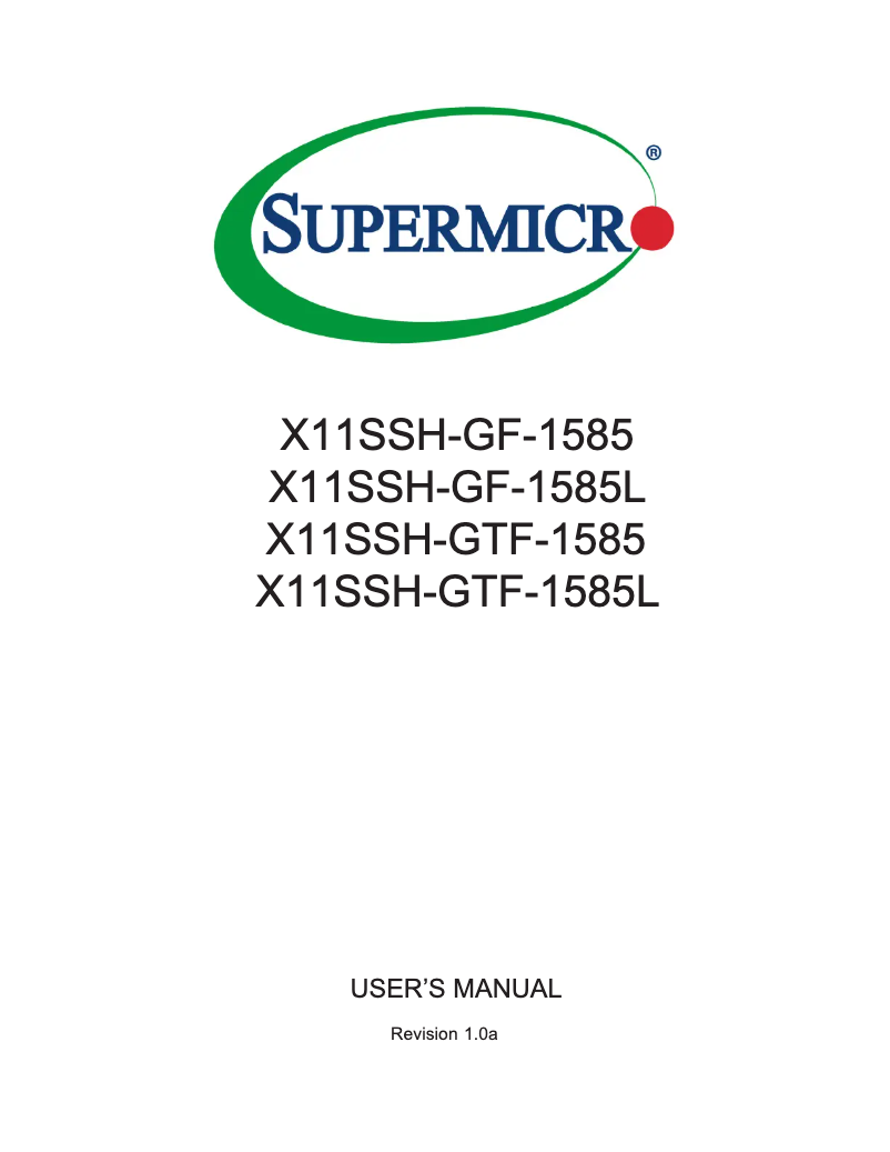 Page 1 de la notice Manuel utilisateur Supermicro X11SSH-GTF-1585L
