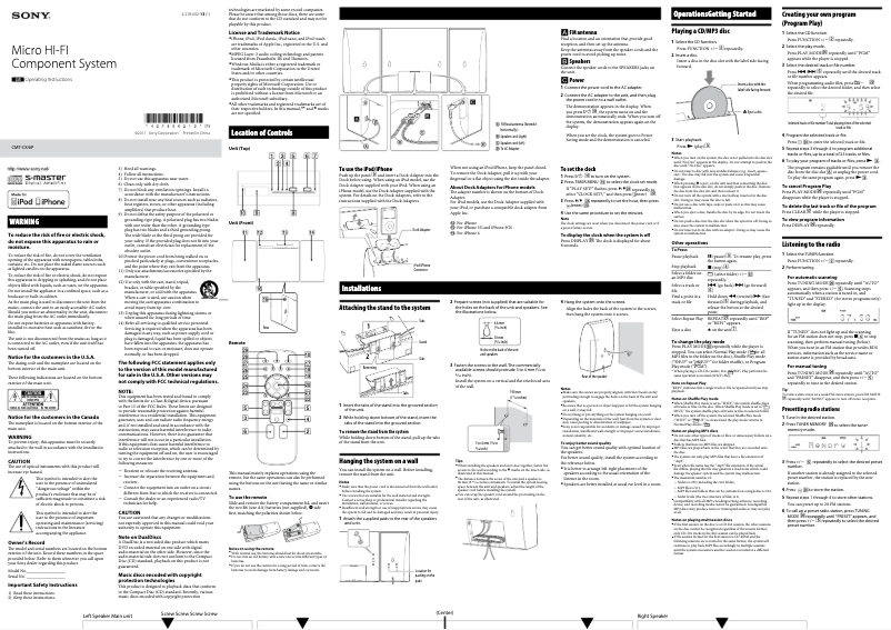 Página 1 del manual Manual de usuario Sony CMT-CX4iP