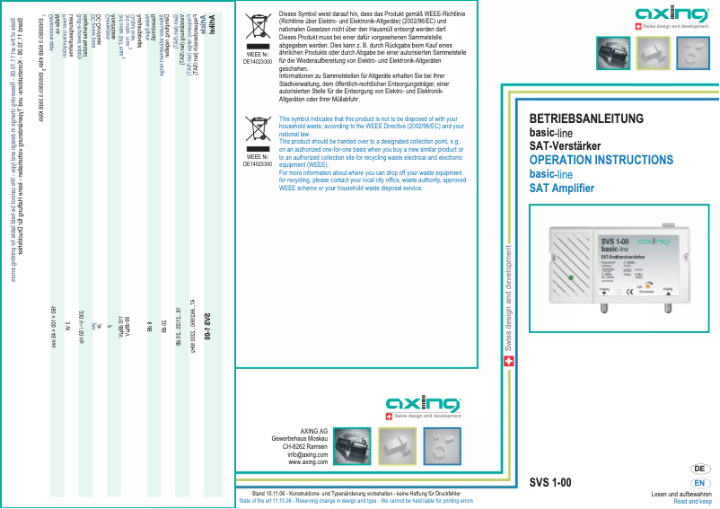 Page 1 de la notice Manuel utilisateur Axing SVS 1-00
