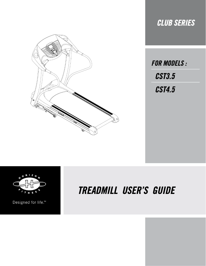 Página 1 del manual Manual de usuario Horizon Fitness Club CST3.5