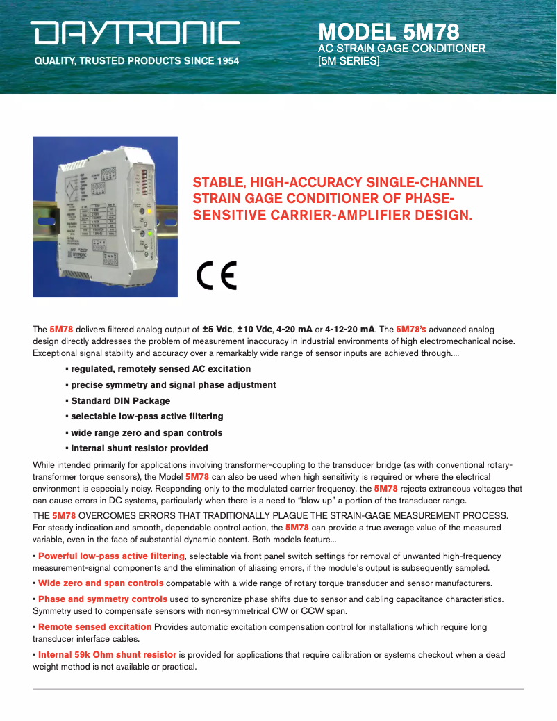 Page 1 de la notice Fiche technique Daytronic 5M78