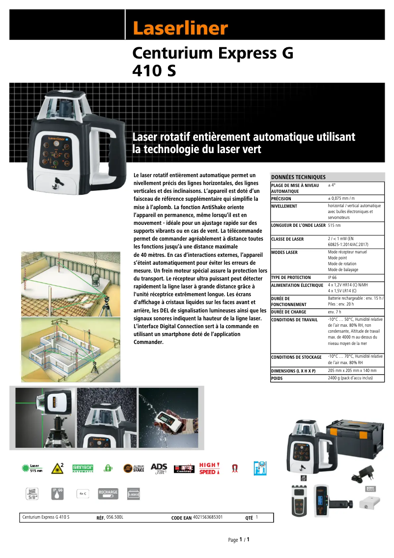 Image de la première page du manuel de l'appareil Centurium Express Green 410S