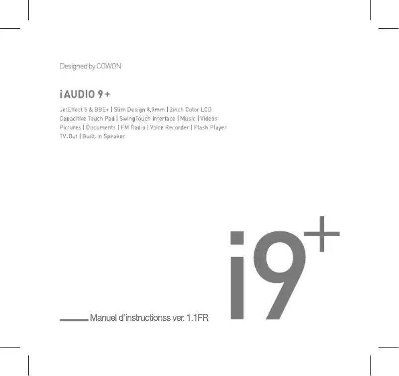 Page 1 de la notice Manuel utilisateur Cowon Plenue R