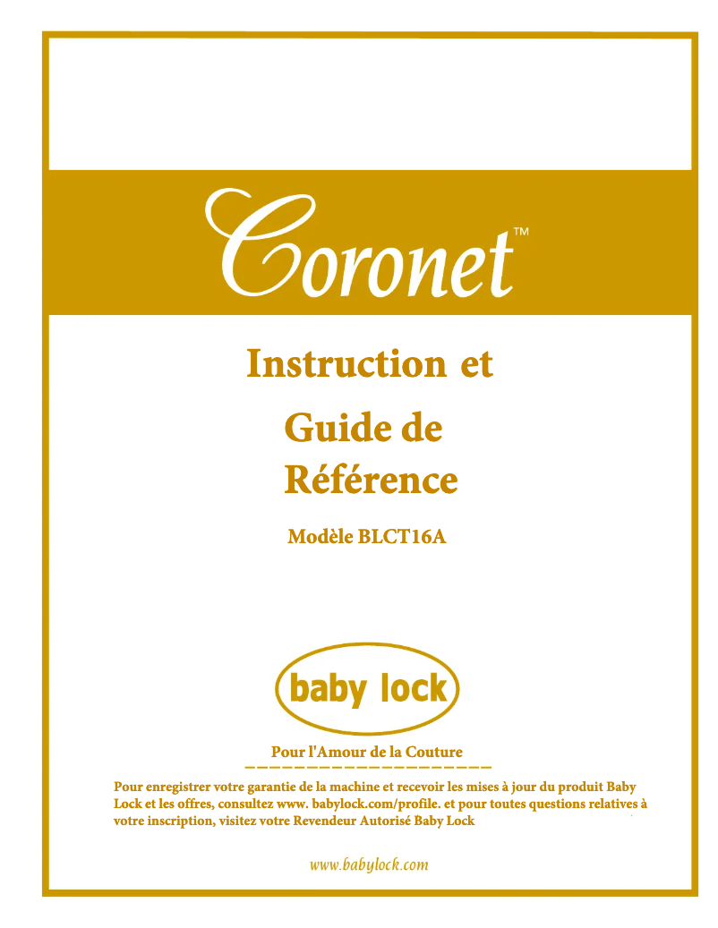 Page 1 de la notice Manuel utilisateur Baby Lock Coronet