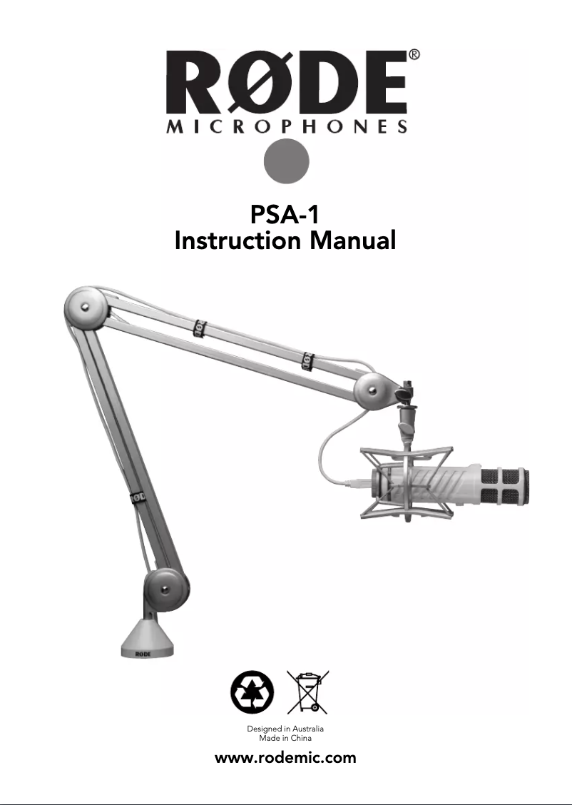 Page 1 de la notice Manuel utilisateur Røde PSA-1