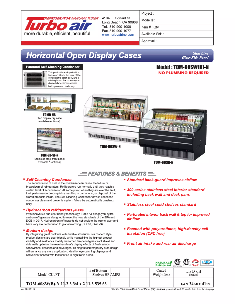 Página 1 del manual Manual de usuario Turbo air TOM-60S