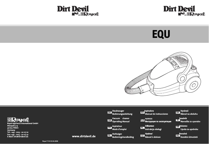 Page 1 de la notice Manuel utilisateur Dirt Devil M7100-3